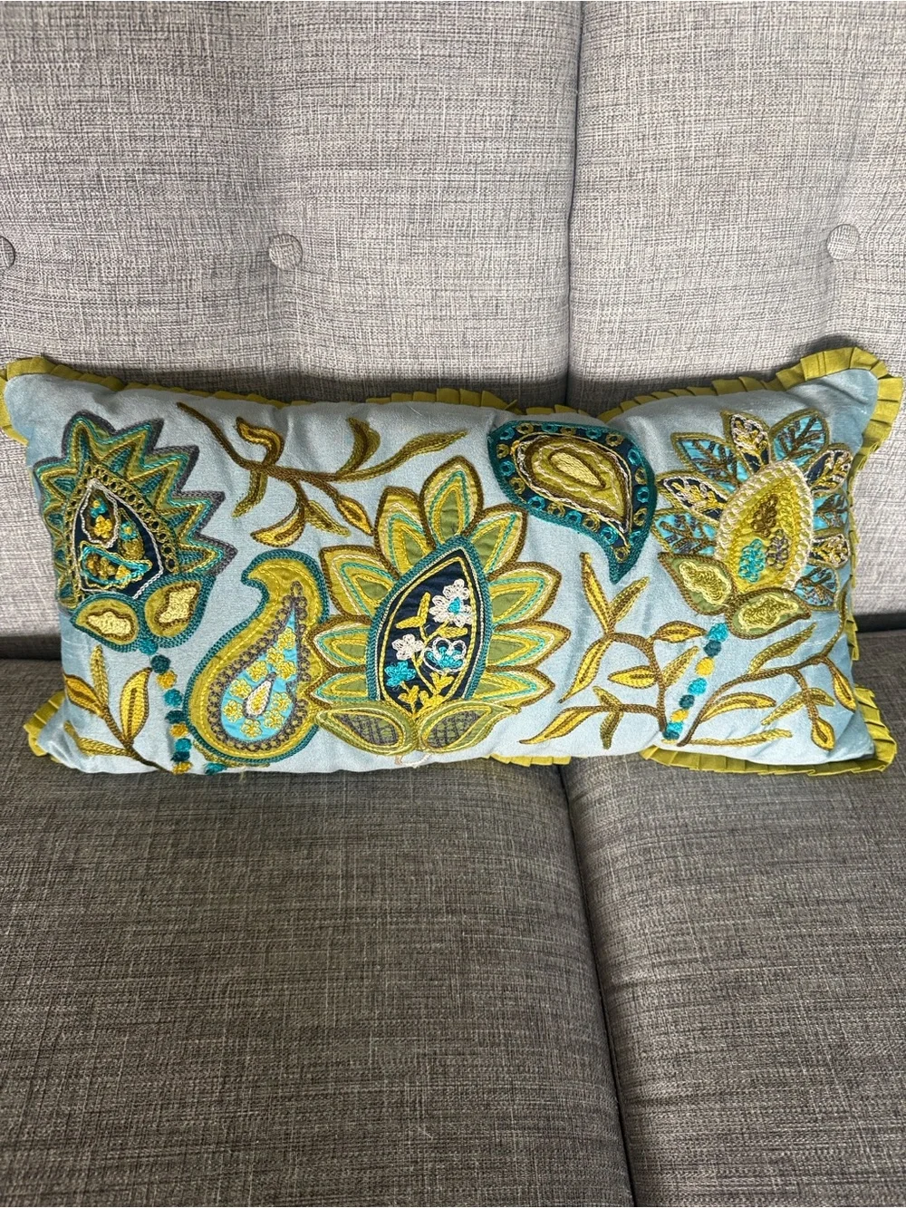 Teal Floral Embroidered Throw Blanket by Pier 1